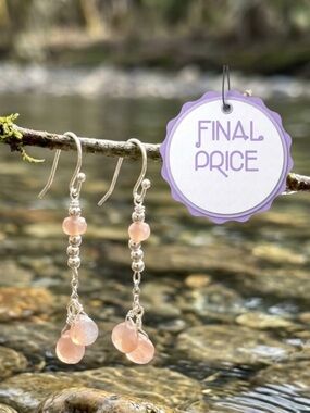 Simple Sterling and Pink Opal Earrings